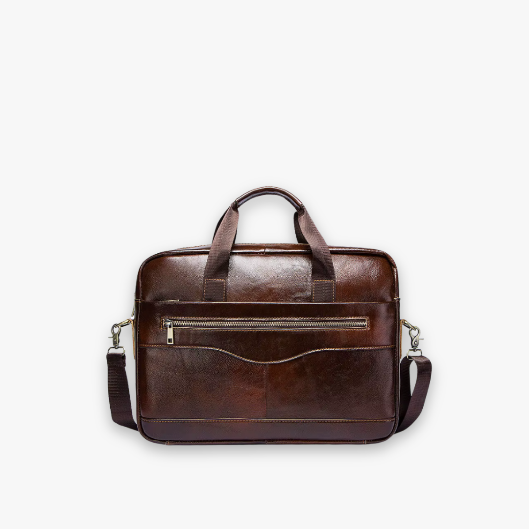 Lense Leather Briefcase in Caramel - Lync Nova