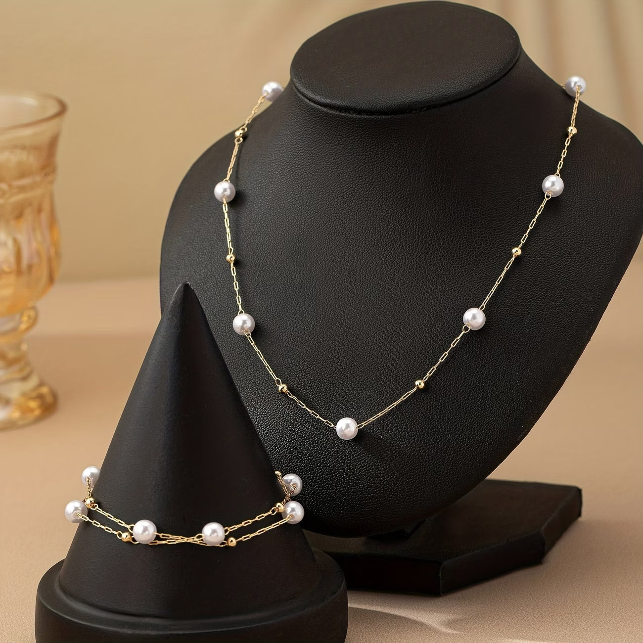 Dainty Pearl Chain Jewelry Set