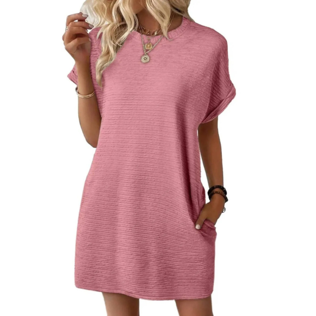 EVA ™ – Casual Minimalist Round Neck Summer Dress