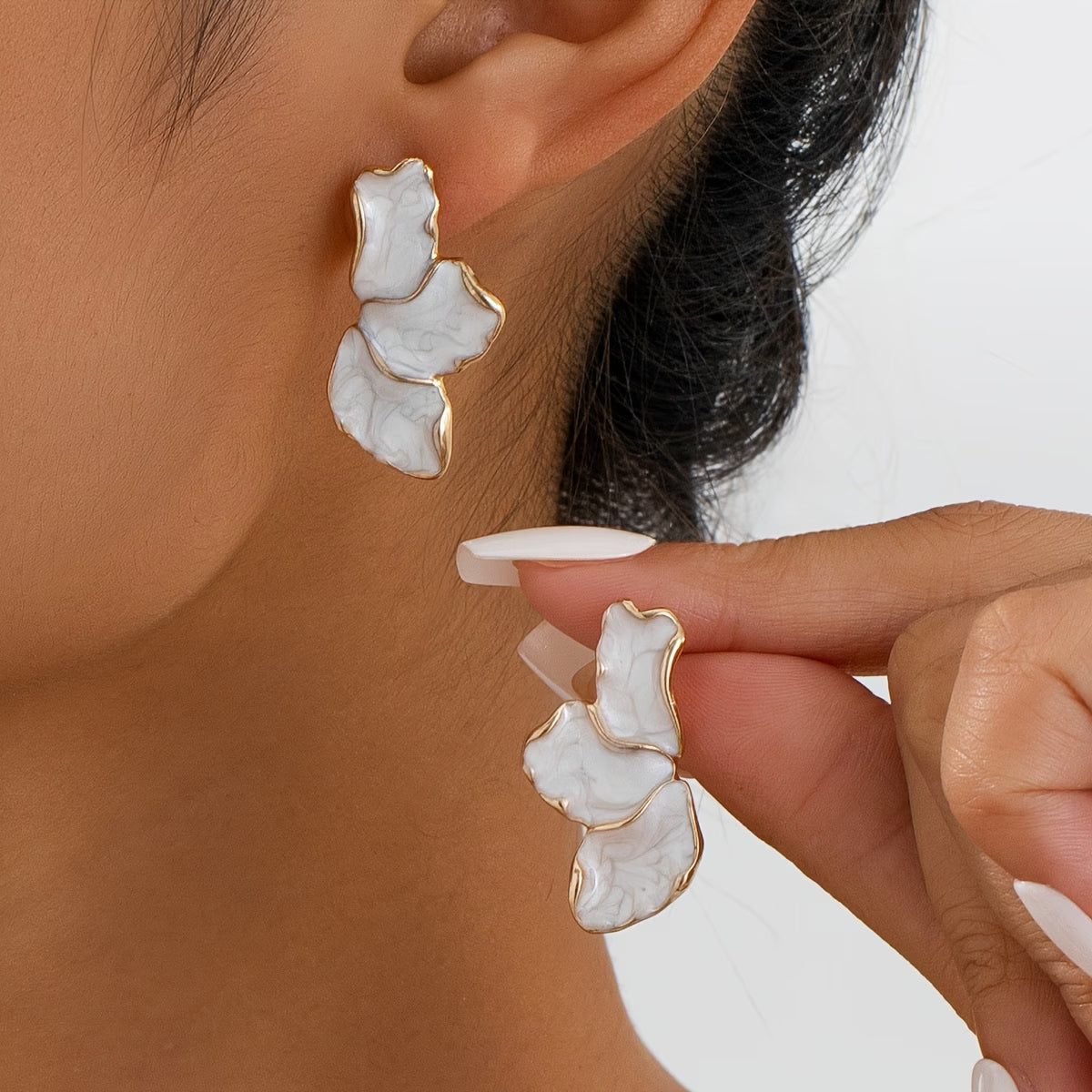 Pearl Flower Petal Earrings