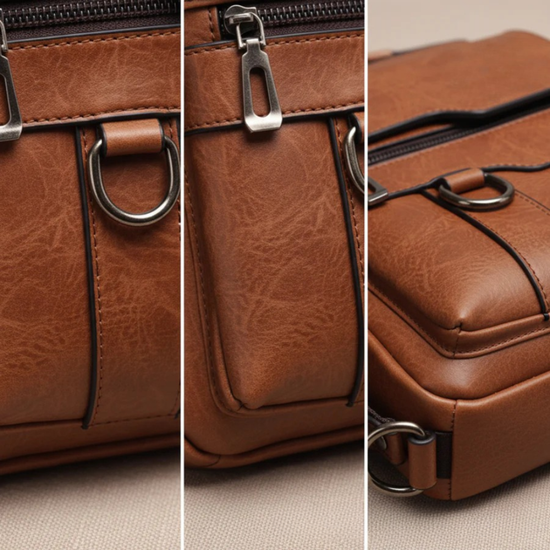 Lorvian Structured Crossbody Bag in Dark Brown - Lync Nova