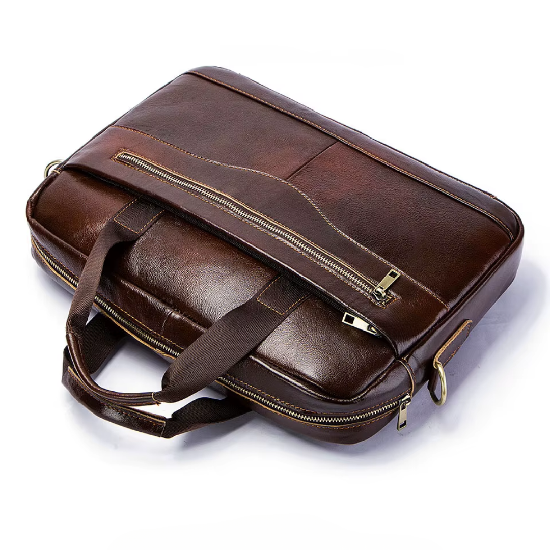Lense Leather Briefcase in Black - Lync Nova