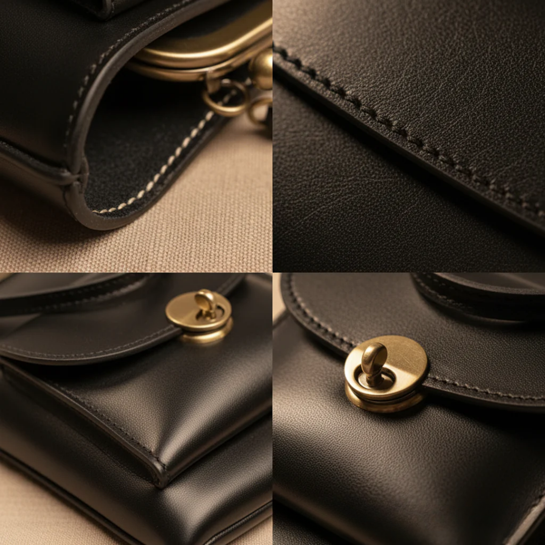 Elora Vintage Clasp Bag in Burgundy - Lync Nova