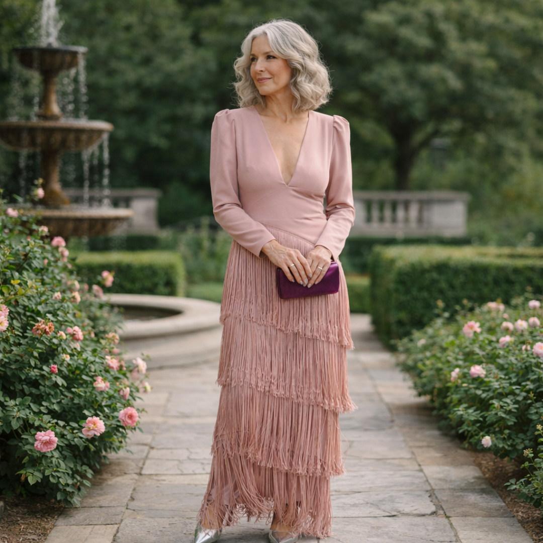 Lotus · Elegant Fringe Sleeve Dress