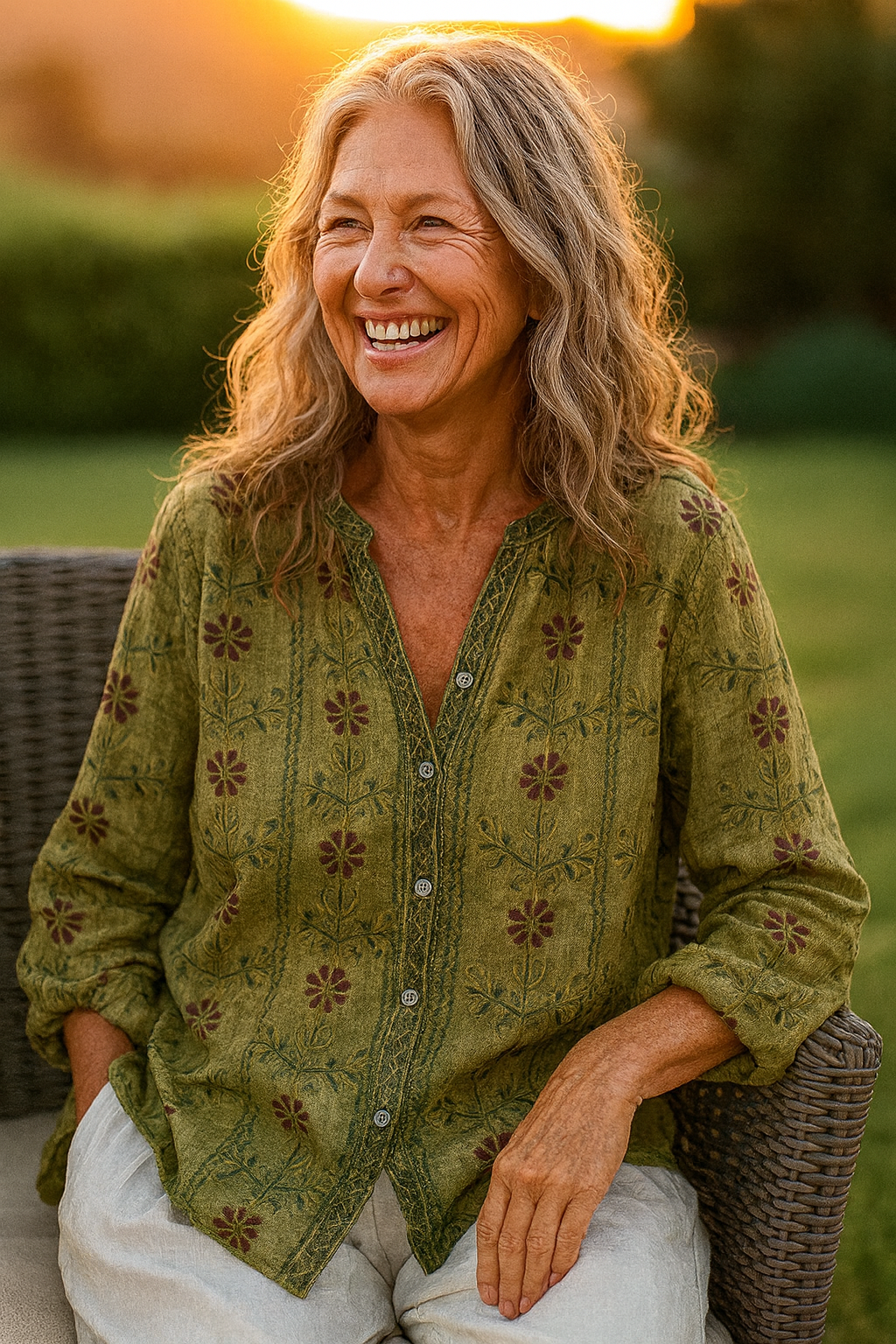 Fern | Relaxed V-Neck Blouse – Timeless Style, Effortless Comfort