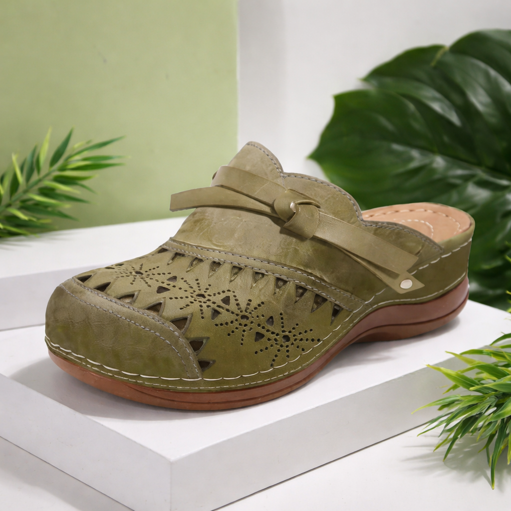 Nicholle | Bow Hollow Out Flat Mules