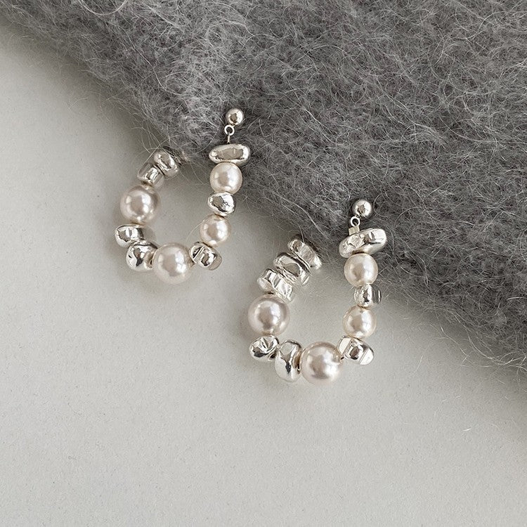 Handmade Pearl Hoop Earrings