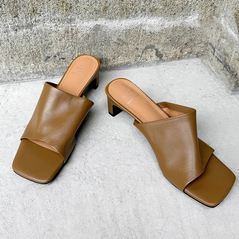 Arlette Red Heeled Mules