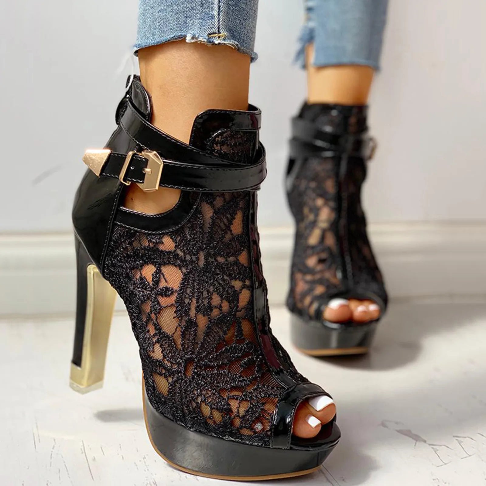Elviera Lace Mesh Heels