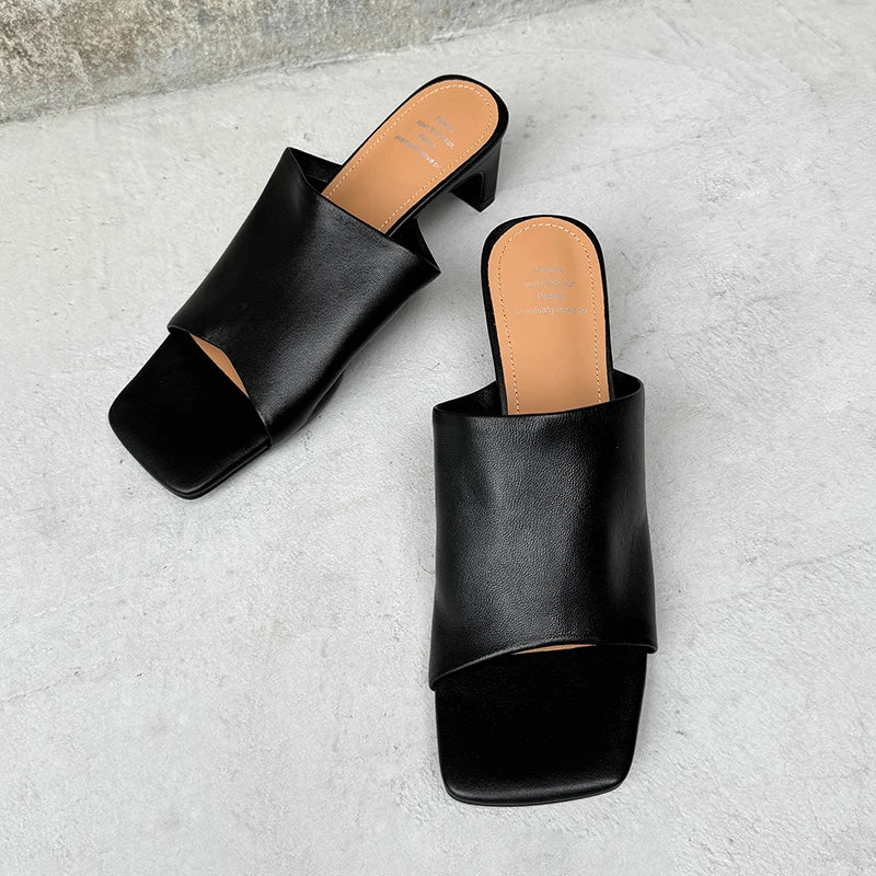 Arlette Red Heeled Mules