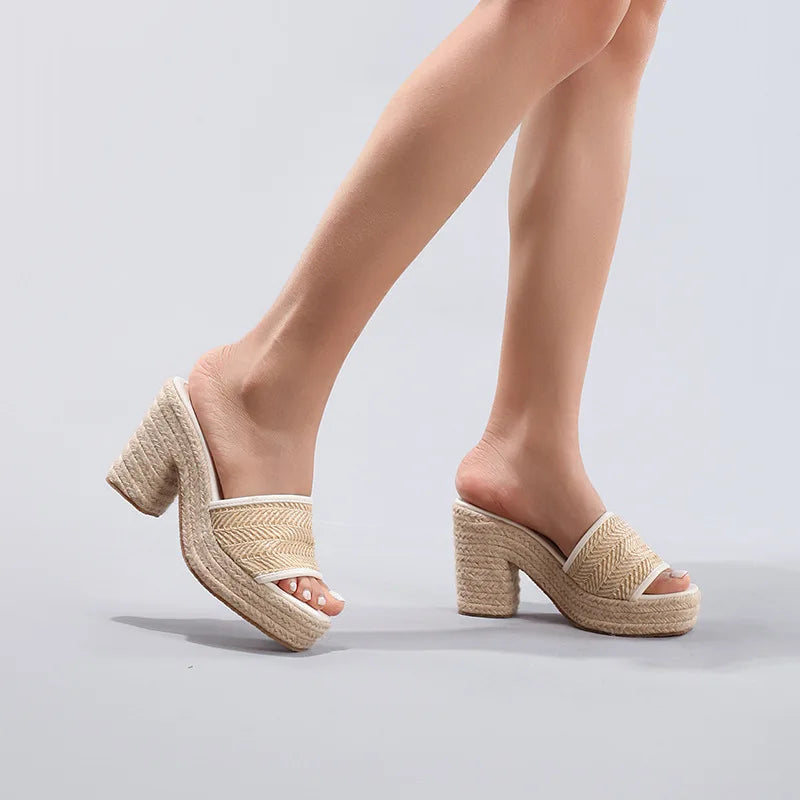 Natural Woven Heels