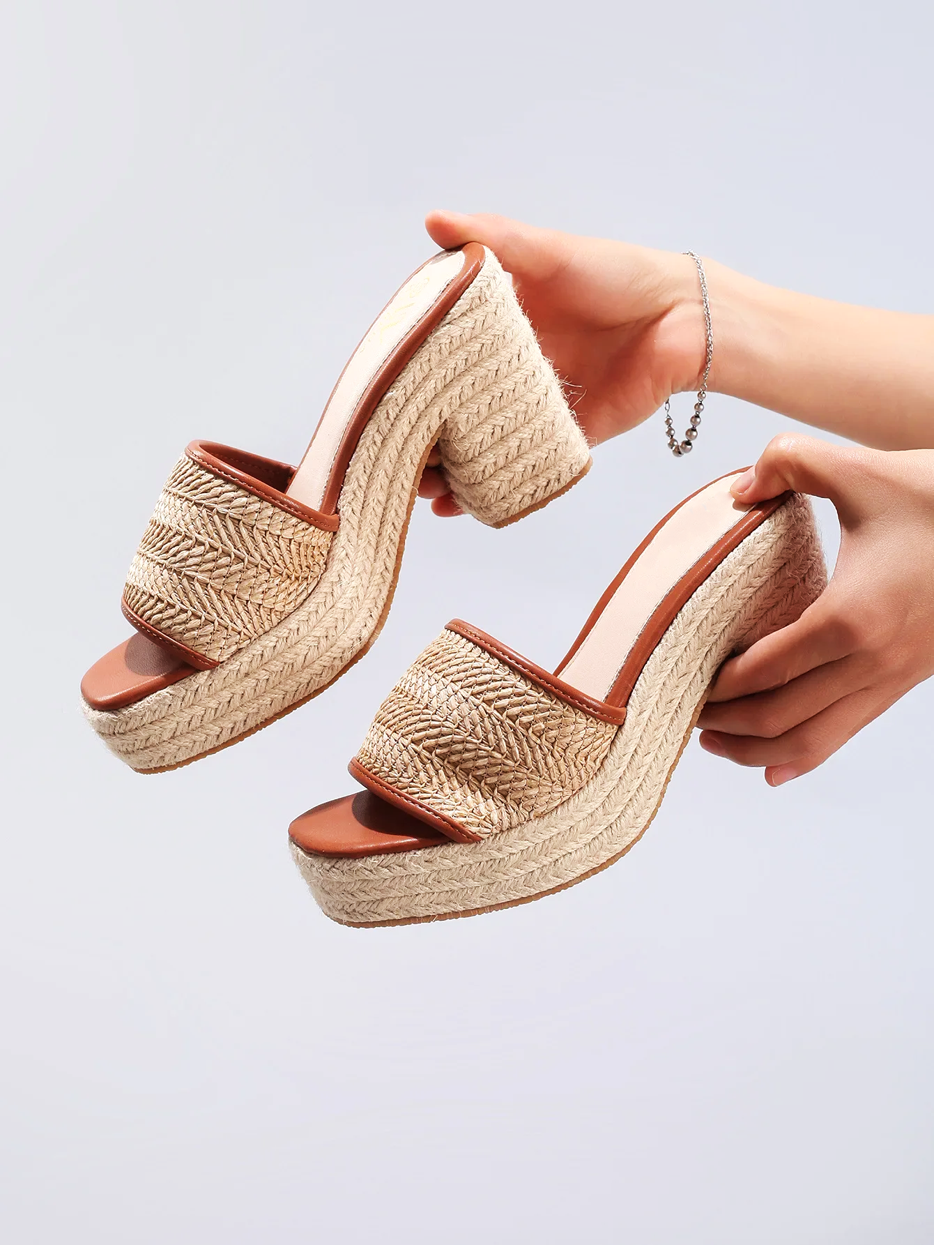 Natural Woven Heels