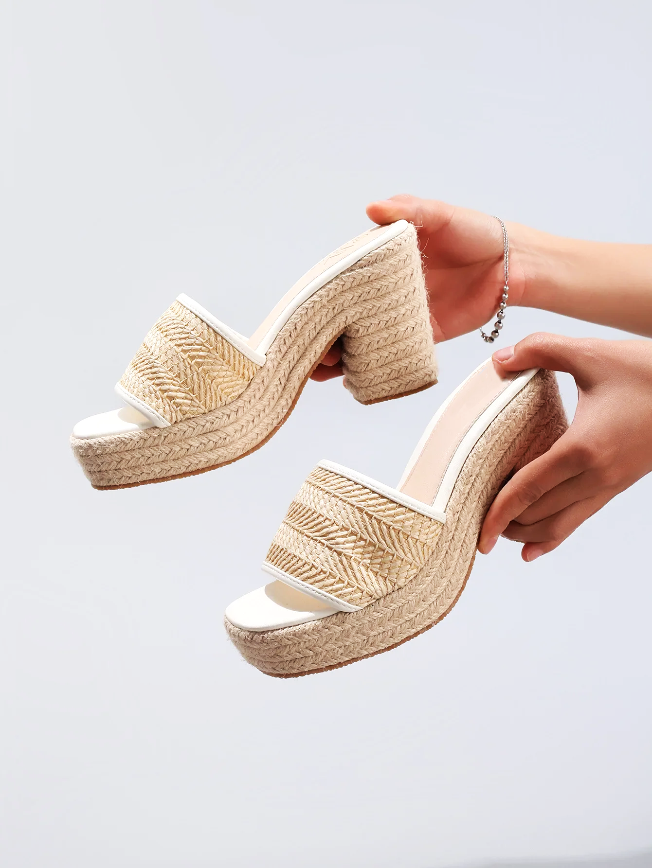 Natural Woven Heels