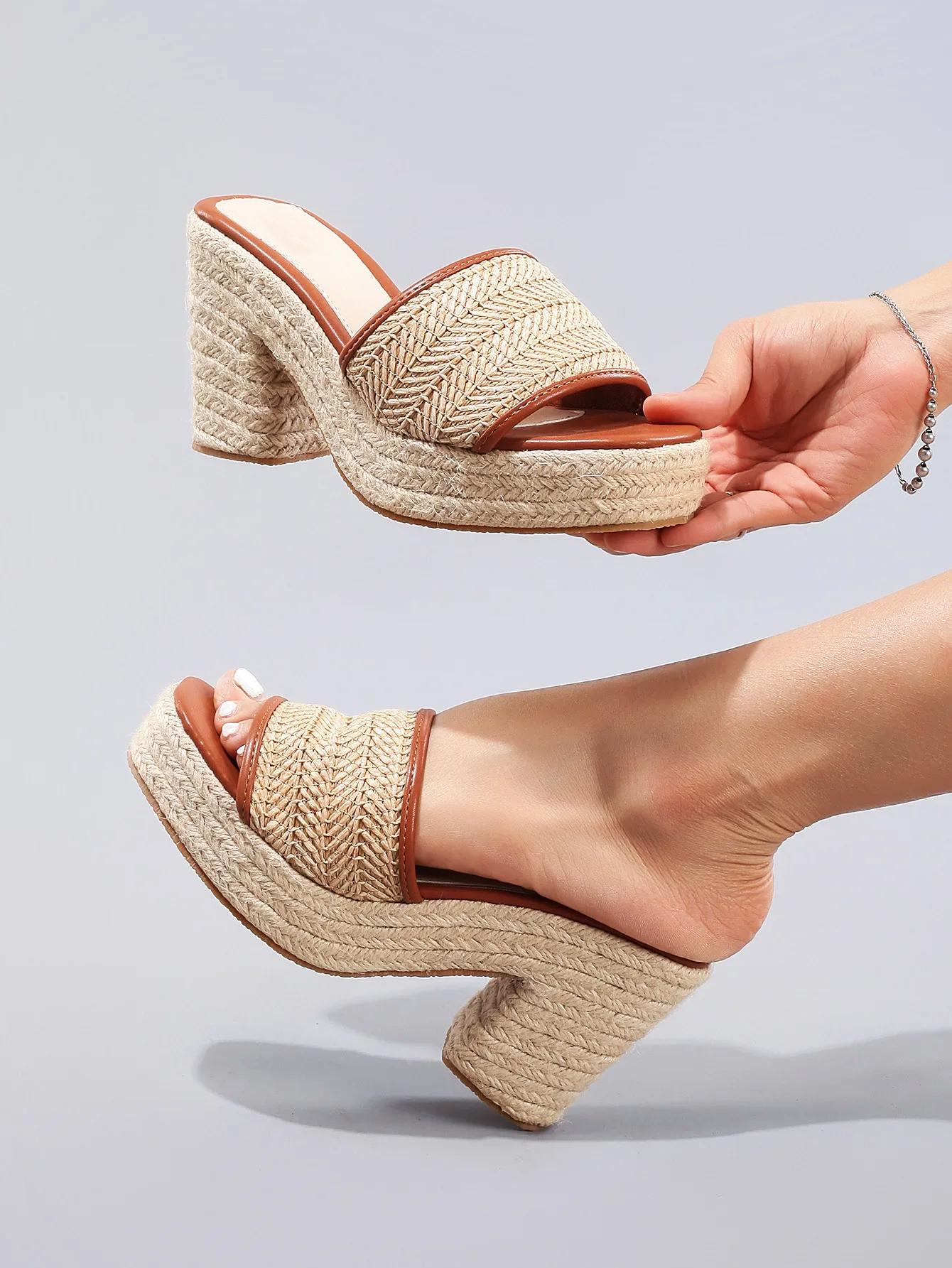 Natural Woven Heels