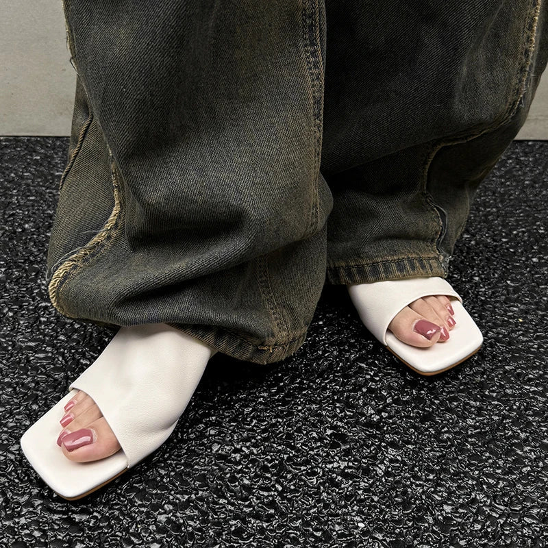 Arlette Red Heeled Mules