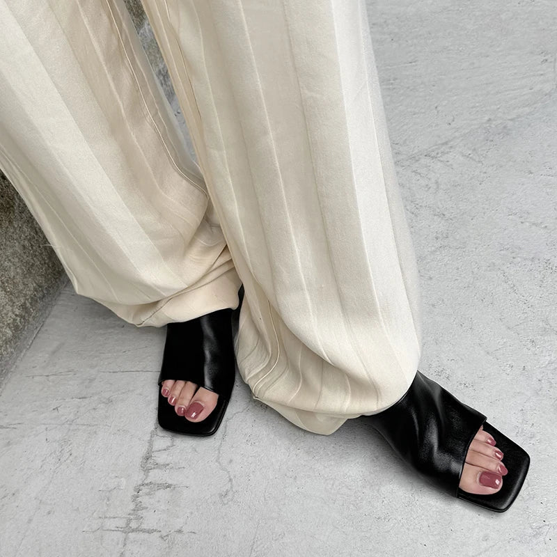 Arlette Red Heeled Mules