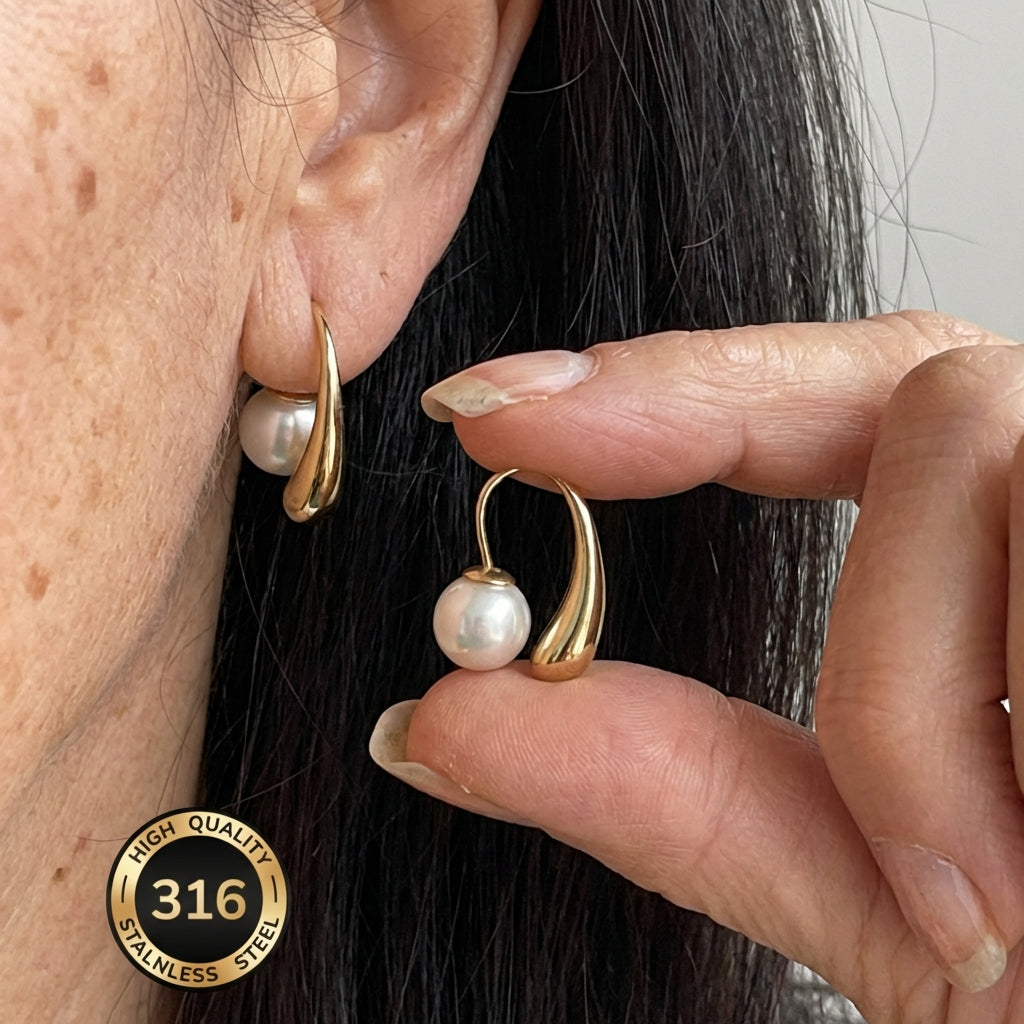 Minimalist Arc Pearl earrings