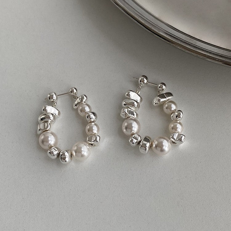 Handmade Pearl Hoop Earrings