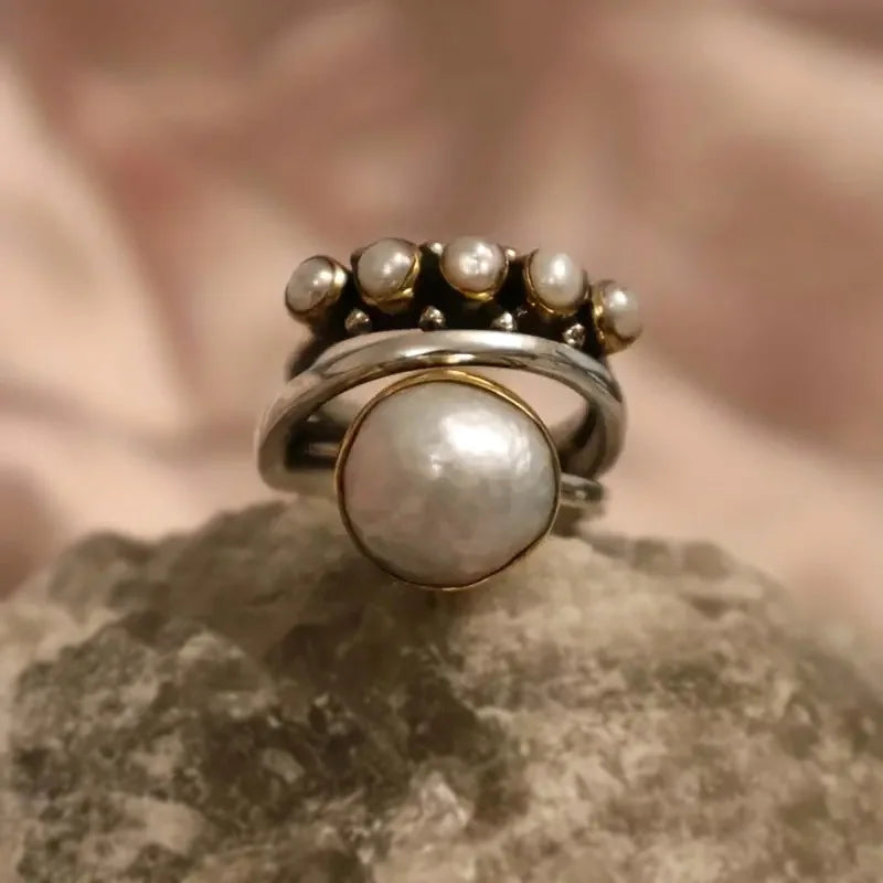 Pearl Stacking Rings Set