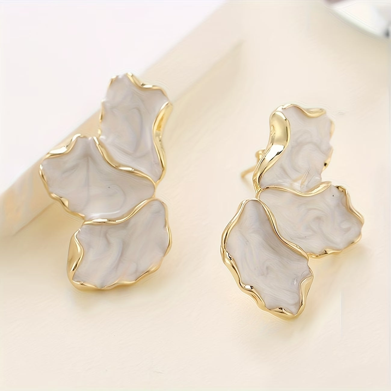 Pearl Flower Petal Earrings